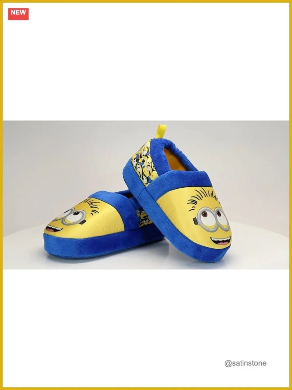 Minions Slippers Kids Plush Faux Fur Indoor House Shoes Slip-On Closed Toe